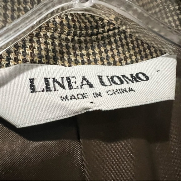 Linea Uomo 3XL Men’s 46 Long Brown Checkered Sport Jacket Blazer Wool FLAW P2 - Picture 4 of 9